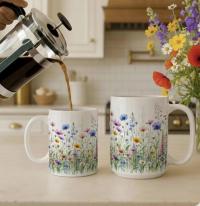 Floral Cups -  Large and Small Ceramic Mugs