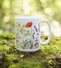 Set of Big Mugs, Floral Cup Set, 15 oz