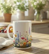 Set of Big Mugs, Floral Cup Set, 15 oz