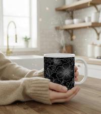 Set of Floral Cups - Light and Dark - Large 15oz Ceramic Mugs