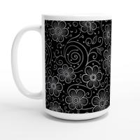 Set of Big Mugs, Floral Cup Set, Large 15 oz Matching Cups