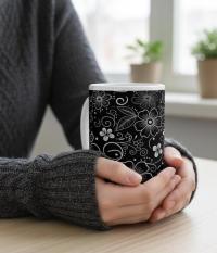 Set of Big Mugs, Floral Cup Set, Large 15 oz Matching Cups