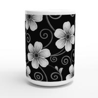 Set of Floral Cups - Light and Dark - Large 15oz Ceramic Mugs