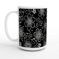 Set of Floral Cups - Light and Dark - Large 15oz Ceramic Mugs