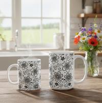 Floral Cups -  Large and Small Ceramic Mug