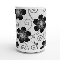 Set of 3 Big Mugs, Floral Cup Set, Large 15 oz