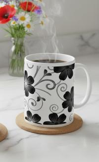 Set of 3 Big Mugs, Floral Cup Set, Large 15 oz