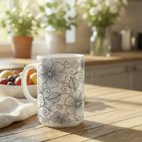 Set of Big Mugs, Floral Cup Set, Large 15 oz Matching Cups