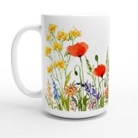 Set of Big Mugs, Floral Cup Set, 15 oz