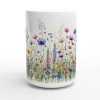 Set of Big Mugs, Floral Cup Set, 15 oz