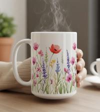 Floral Cups -  Large and Small Ceramic Mugs