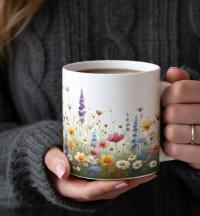 Floral Cups -  Large and Small Ceramic Mugs