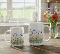 Floral Cups -  Large and Small Ceramic Mugs