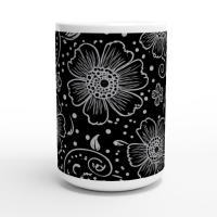 Set of Big Mugs, Floral Cup Set, Large 15 oz Matching Cups