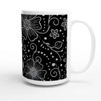 Set of Big Mugs, Floral Cup Set, Large 15 oz Matching Cups
