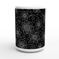Set of Big Mugs, Floral Cup Set, Large 15 oz Matching Cups