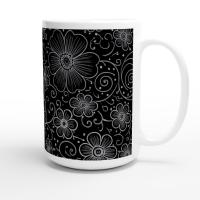 Set of Big Mugs, Floral Cup Set, Large 15 oz Matching Cups
