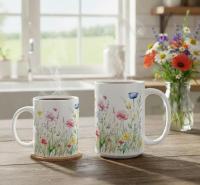 Floral Cups -  Large and Small Ceramic Mugs
