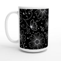 Set of Big Mugs, Floral Cup Set, Large 15 oz Matching Cups