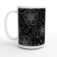 Set of Big Mugs, Floral Cup Set, Large 15 oz Matching Cups