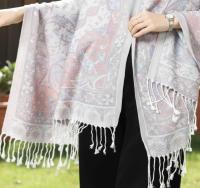 Reversible Soft Pashmina Shawl & Scarf for Women, Jacquard Brocade, Shawl, Sarong or Head Wraps