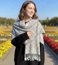 Reversible Soft Pashmina Shawl & Scarf for Women, Jacquard Brocade, Shawl, Sarong or Head Wraps