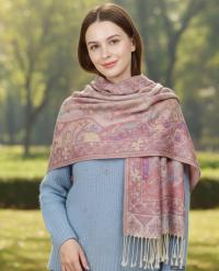 Reversible Soft Pashmina Shawl & Scarf for Women, Jacquard Brocade, Shawl, Sarong or Head Wraps