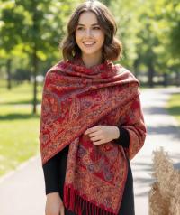 Reversible Soft Pashmina Shawl & Scarf for Women, Jacquard Brocade, Shawl, Sarong or Head Wraps