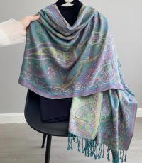 Soft Pashmina Shawl & Scarf for Women, Jacquard Brocade, Shawl, Sarong or Head Wraps