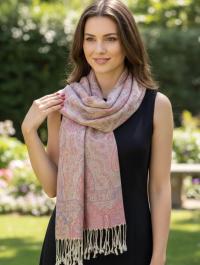 Soft Pashmina Shawl & Scarf for Women, Jacquard Brocade, Shawl, Sarong or Head Wraps