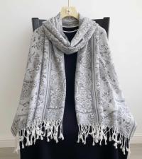 Soft Pashmina Shawl & Scarf for Women, Jacquard Brocade, Shawl, Sarong or Head Wraps