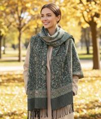 Soft Pashmina Shawl & Scarf for Women, Jacquard Brocade, Shawl, Sarong or Head Wraps