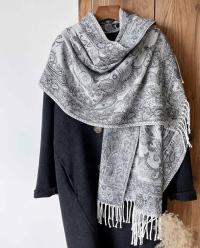 Soft Pashmina Shawl & Scarf for Women, Jacquard Brocade, Shawl, Sarong or Head Wraps