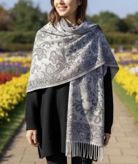 Soft Pashmina Shawl & Scarf for Women, Jacquard Brocade, Shawl, Sarong or Head Wraps