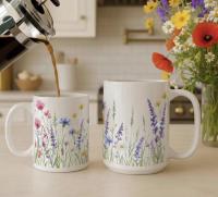 Floral Cups -  Large and Small Ceramic Mugs