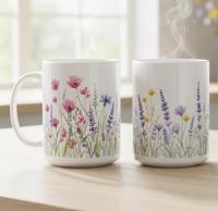 Floral Cups -  Large and Small Ceramic Mugs