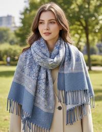 Reversible Soft Pashmina Shawl & Scarf for Women, Jacquard Brocade, Shawl, Sarong or Head Wraps