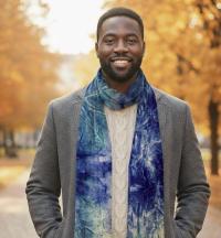 Tie Dye Velvet Scarf, Blue and Green, Aqua and Turquoise