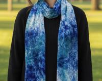 Tie Dye Velvet Scarf, Blue and Green, Aqua and Turquoise