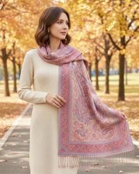 Soft Pashmina Shawl & Scarf for Women, Jacquard Brocade, Shawl, Sarong or Head Wraps