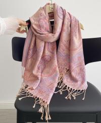 Soft Pashmina Shawl & Scarf for Women, Jacquard Brocade, Shawl, Sarong or Head Wraps