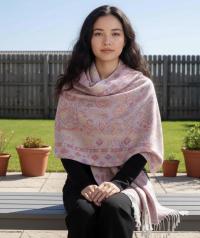 Soft Pashmina Shawl & Scarf for Women, Jacquard Brocade, Shawl, Sarong or Head Wraps