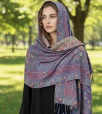 Soft Pashmina Shawl & Scarf for Women, Jacquard Brocade, Shawl, Sarong or Head Wraps