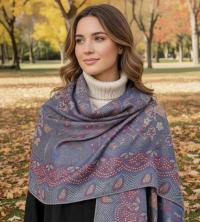 Soft Pashmina Shawl & Scarf for Women, Jacquard Brocade, Shawl, Sarong or Head Wraps