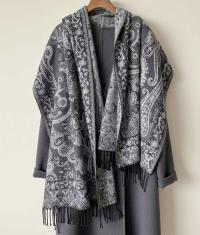 Reversible Soft Pashmina Shawl & Scarf for Women, Jacquard Brocade, Shawl, Sarong or Head Wraps