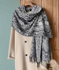 Reversible Soft Pashmina Shawl & Scarf for Women, Jacquard Brocade, Shawl, Sarong or Head Wraps