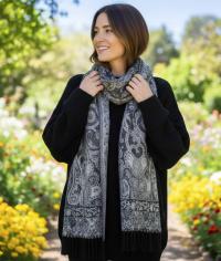 Reversible Soft Pashmina Shawl & Scarf for Women, Jacquard Brocade, Shawl, Sarong or Head Wraps