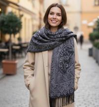 Reversible Soft Pashmina Shawl & Scarf for Women, Jacquard Brocade, Shawl, Sarong or Head Wraps