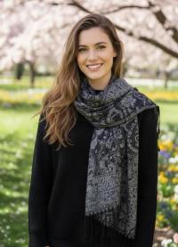 Reversible Soft Pashmina Shawl & Scarf for Women, Jacquard Brocade, Shawl, Sarong or Head Wraps