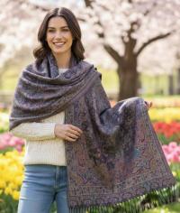 Reversible Soft Pashmina Shawl & Scarf for Women, Jacquard Brocade, Shawl, Sarong or Head Wraps